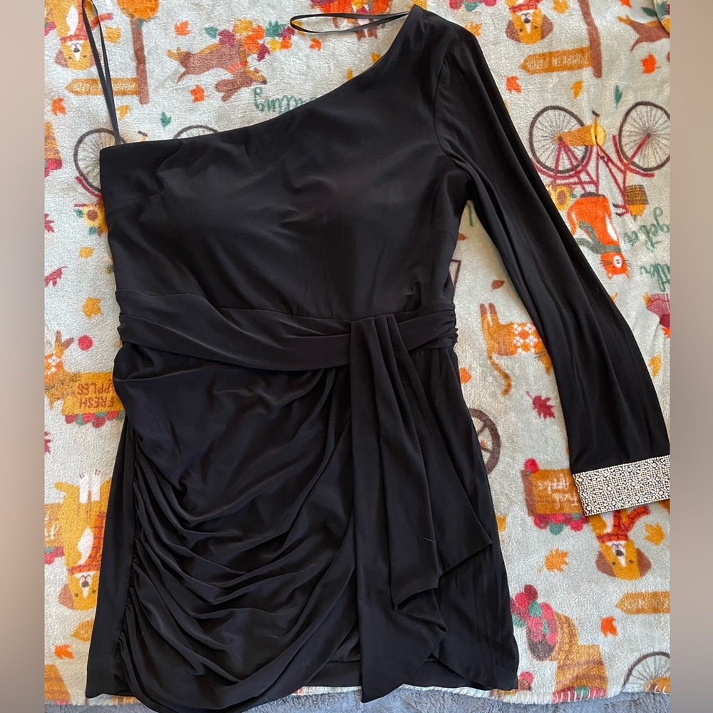 Formal Off Shoulder Dress With Rhinestone Cuff